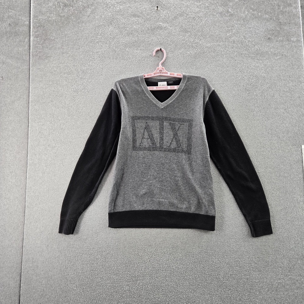 Armani Exchange Men Sweater M Gray Logo Long Sleeve